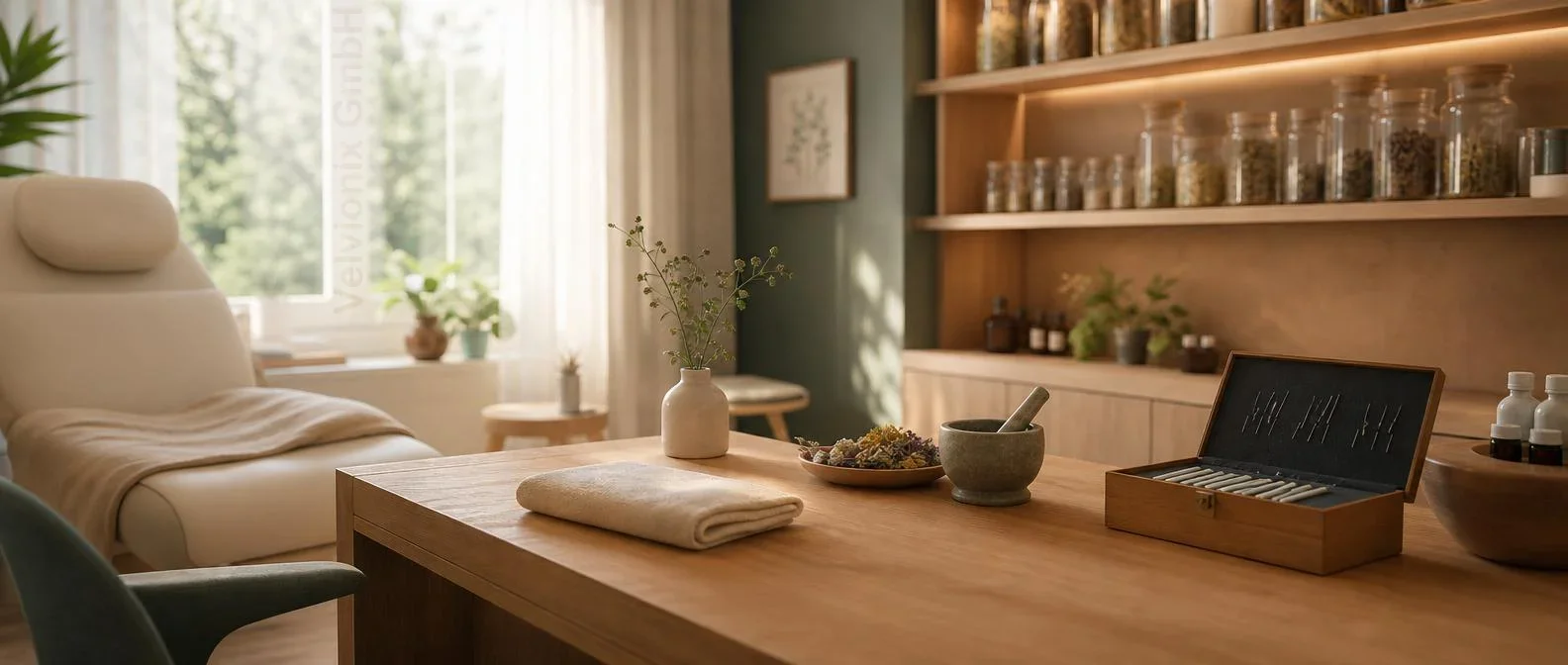 Decorative industry image: calm treatment and consultation room of a naturopathy practice