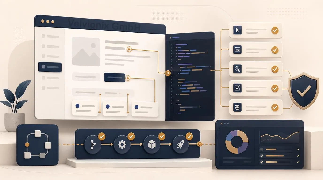 Browser-Automatisierung mit Code - Symbol für technische Absicherung wichtiger Webabläufe